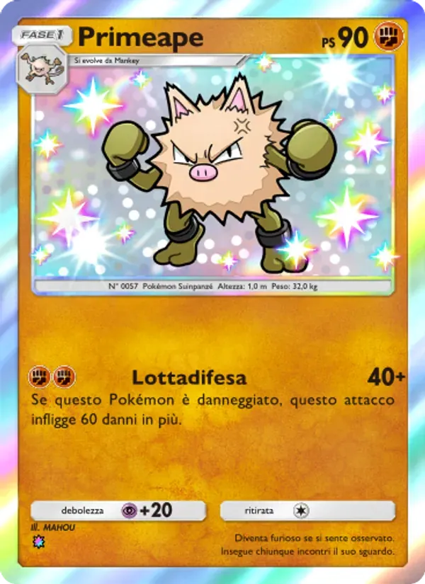 Primeape card in Italian