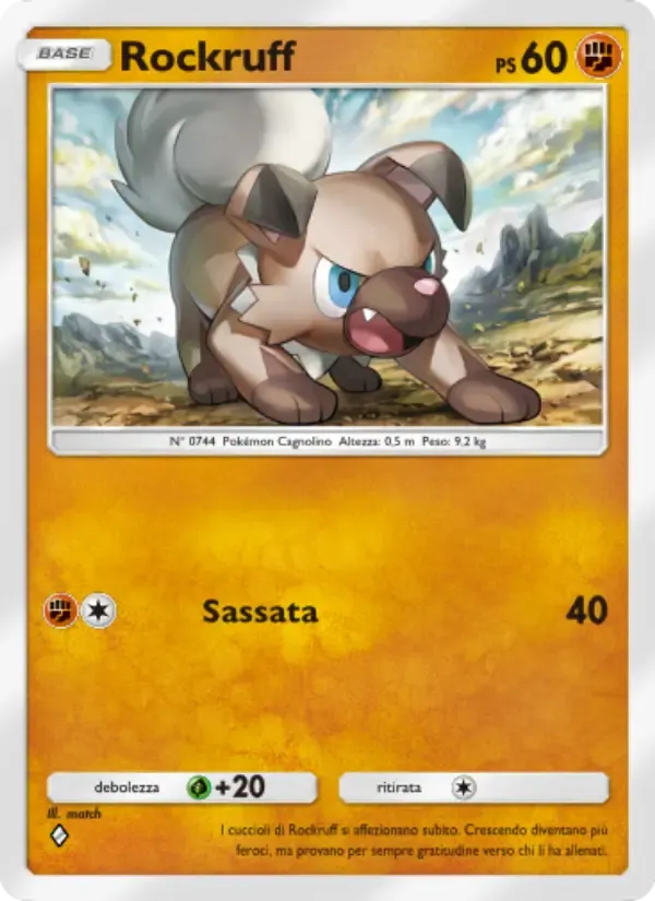 Rockruff card in Italian
