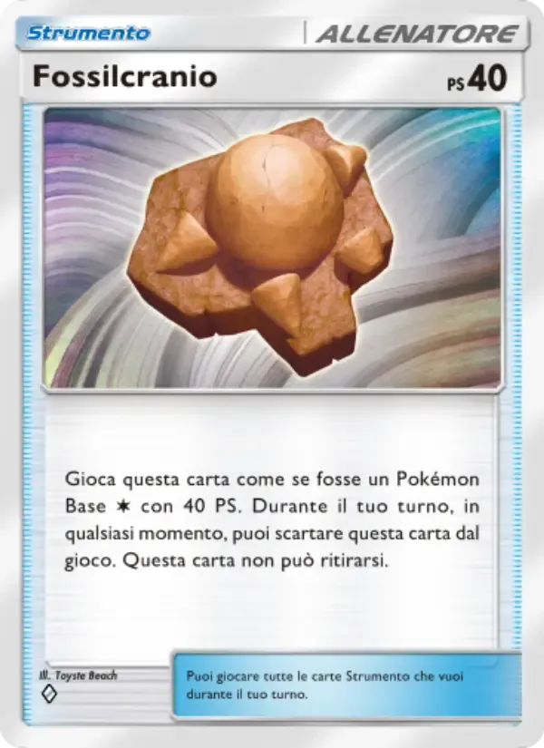 Skull Fossil card in Italian