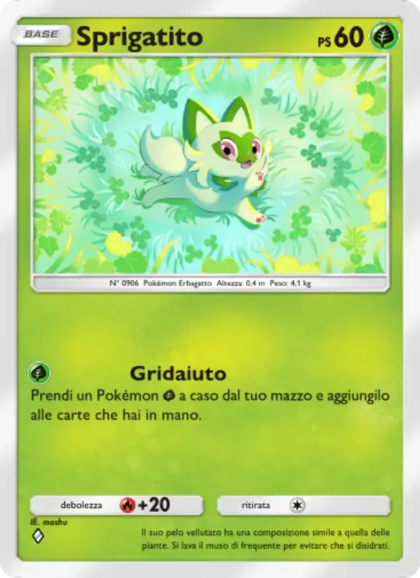 Sprigatito card in Italian