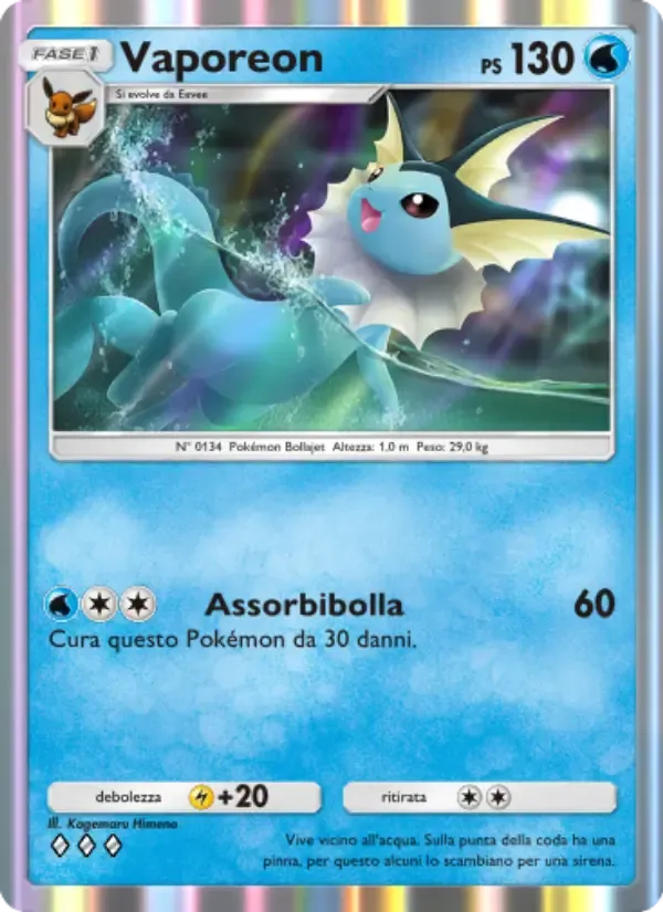 Vaporeon card in Italian