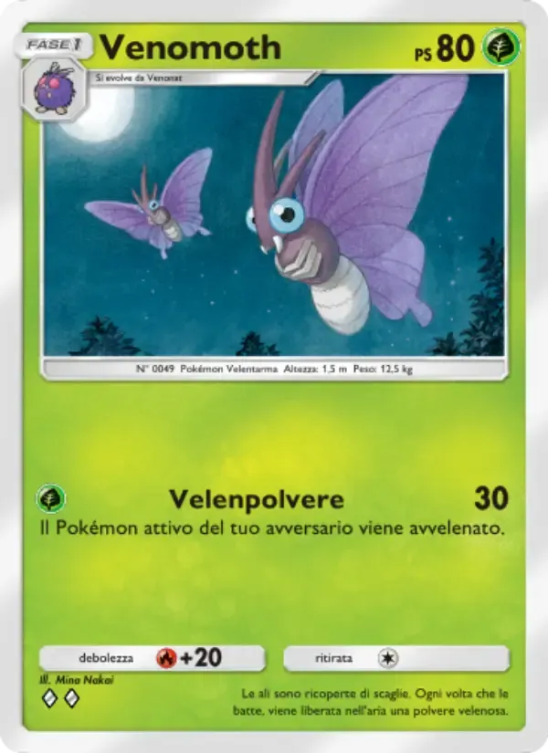 Venomoth card in Italian
