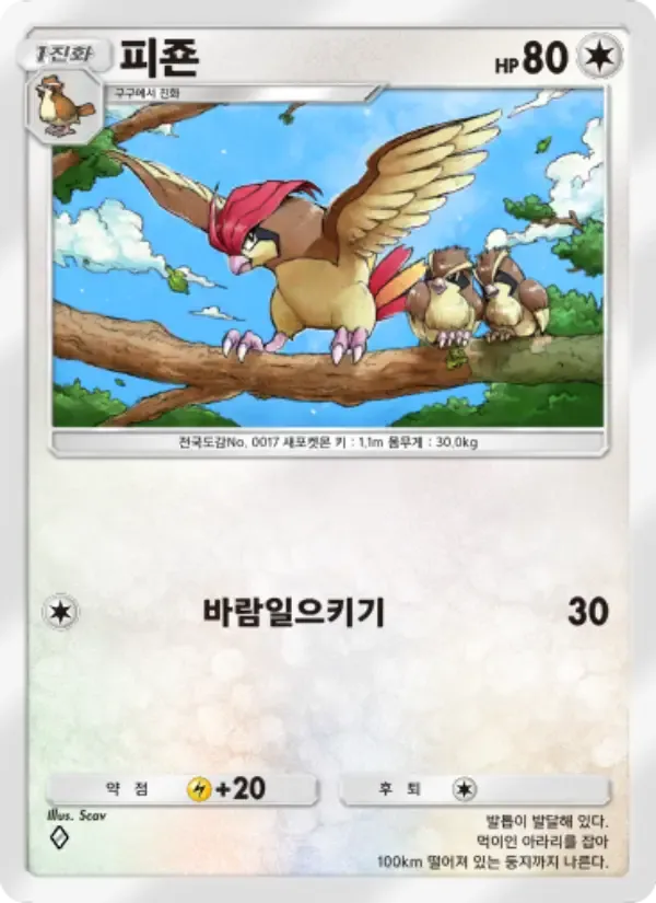 Pidgeotto card in Korean