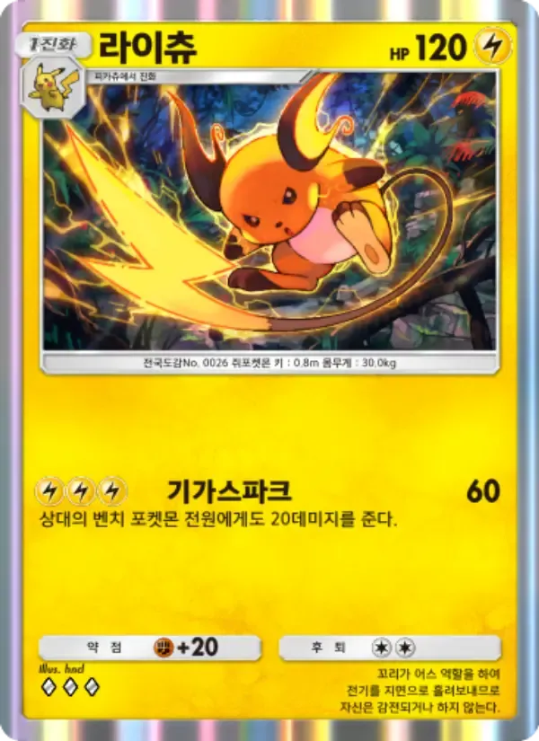 Raichu card in Korean