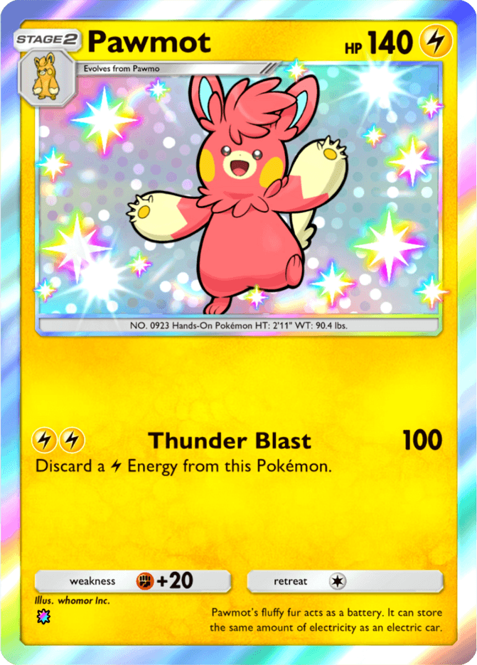 pawmo pokemon card Pawmot ex - 073/197 Double Rare - Obsidian Flames RarityPromo Hit Points140 HP Lightning Mach Bolt (40) Lightning Pawmo (Shiny) - 143/091
