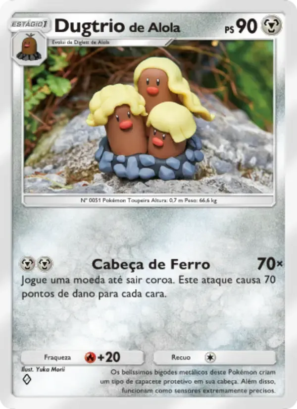 Alolan Dugtrio card in Portuguese