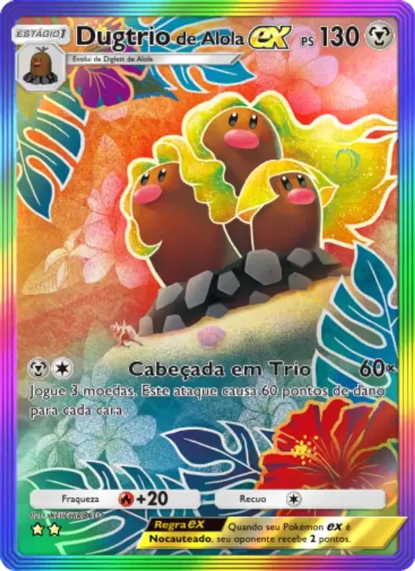 Alolan Dugtrio ex card in Portuguese