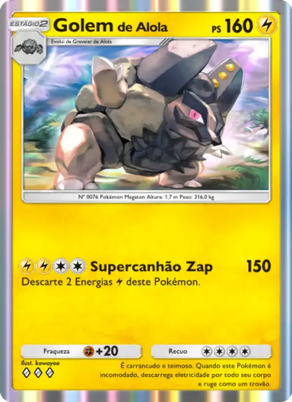 Alolan Golem card in Portuguese
