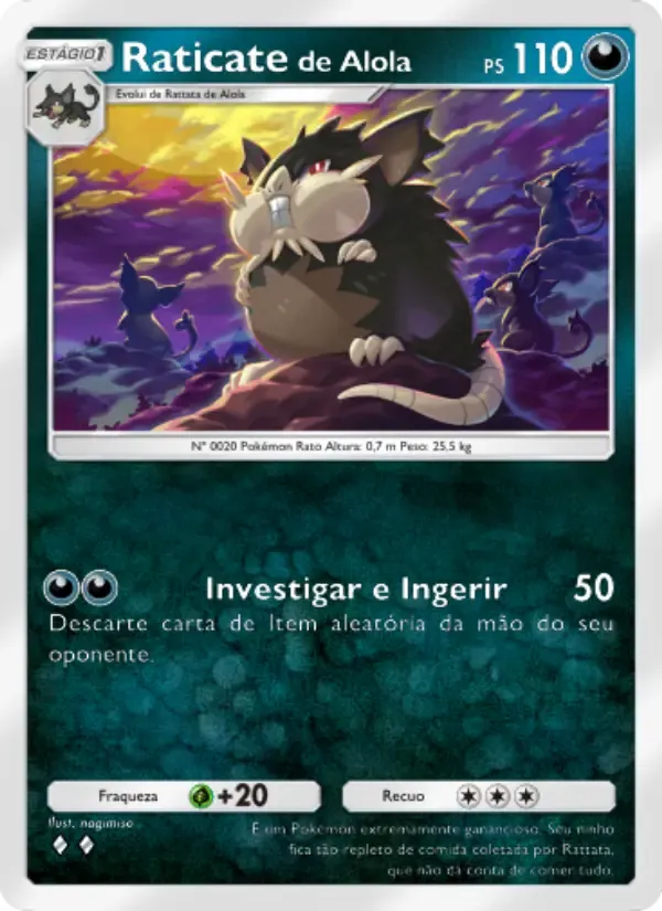 Alolan Raticate card in Portuguese