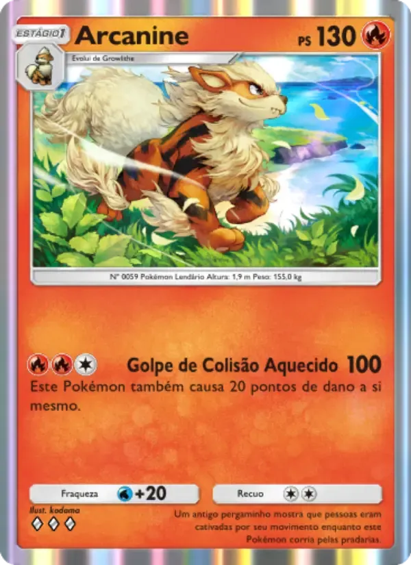 Arcanine card in Portuguese