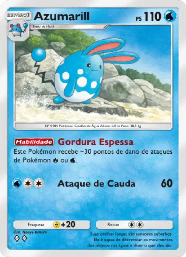 Azumarill card in Portuguese