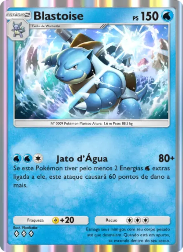 Kartu Blastoise dalam bahasa Portugis