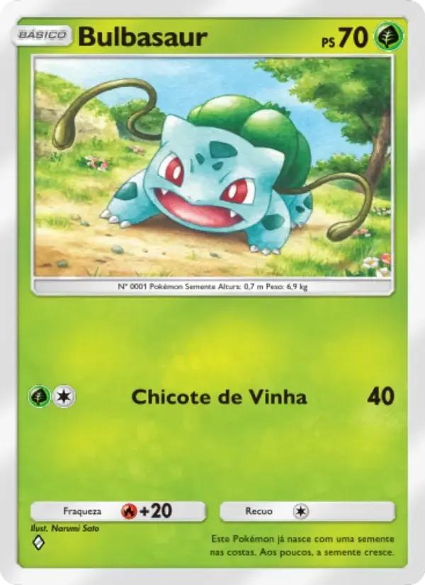 Bulbasaur card in Portuguese