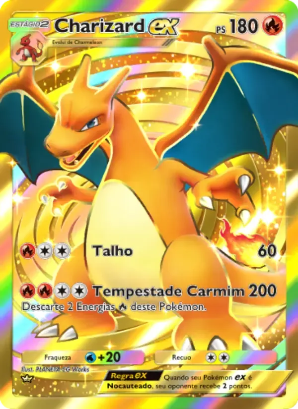 Charizard ex card in Portuguese