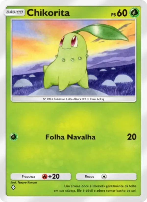 Chikorita card in Portuguese