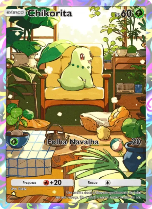 Chikorita card in Portuguese