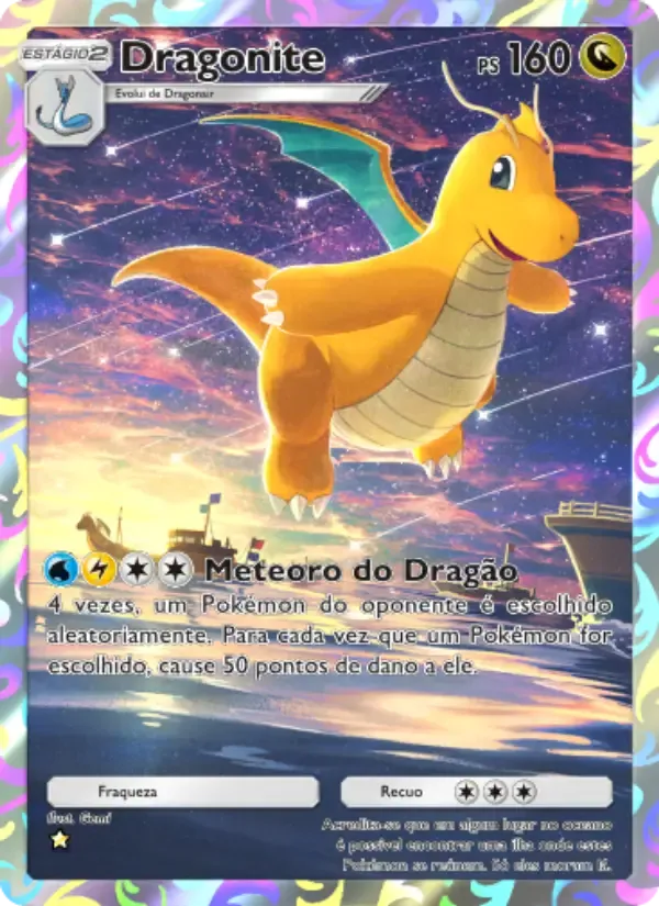Dragonite card in Portuguese
