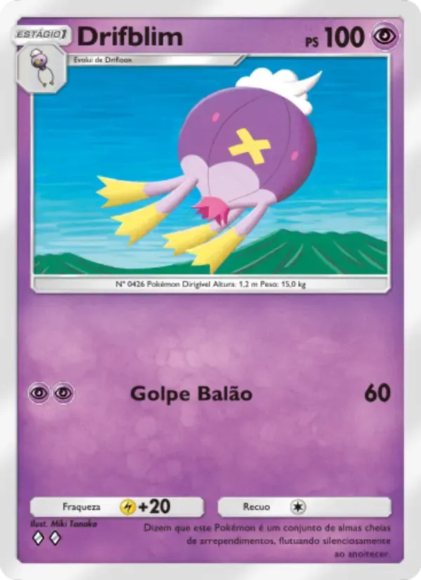 Drifblim card in Portuguese