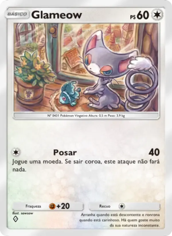 Glameow card in Portuguese
