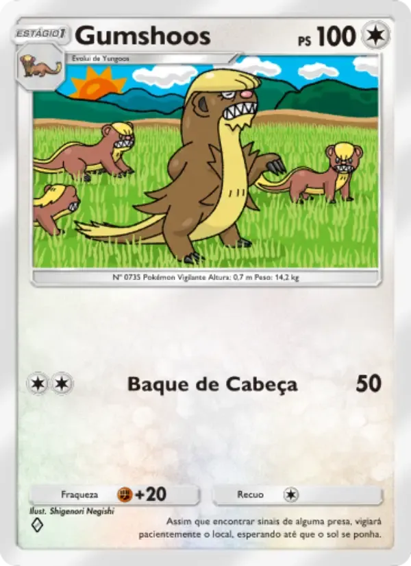 Gumshoos card in Portuguese