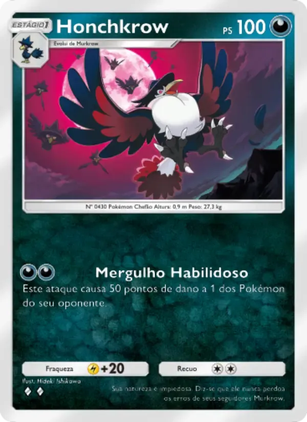 Honchkrow card in Portuguese