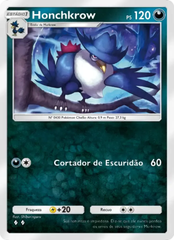 Honchkrow card in Portuguese
