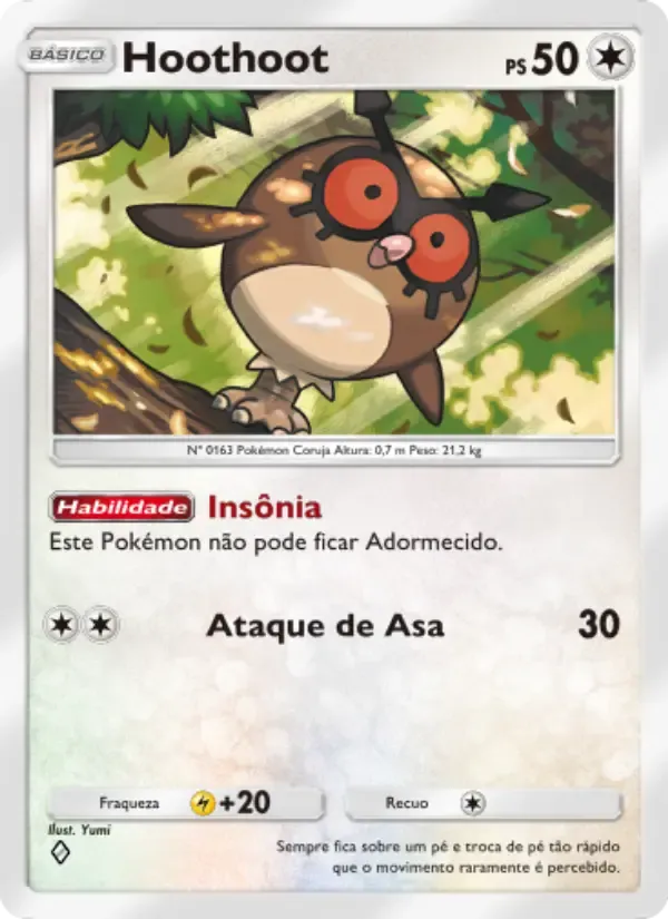Hoothoot card in Portuguese