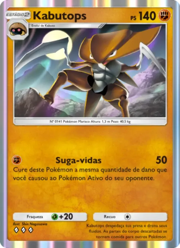 Kabutops card in Portuguese