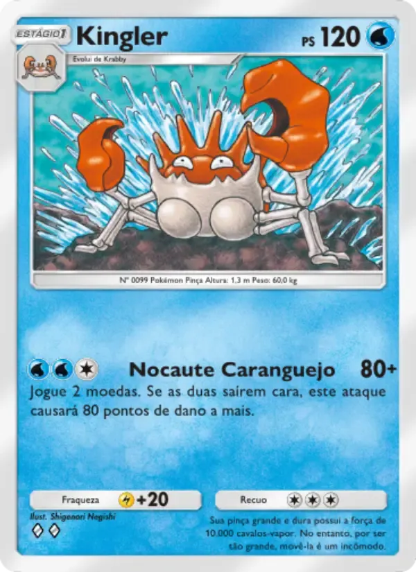 Kingler card in Portuguese