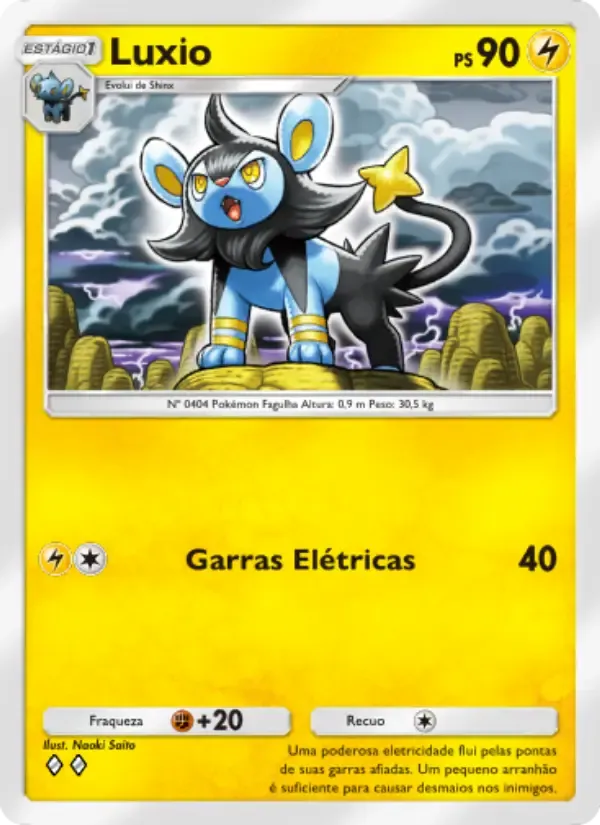 Luxio card in Portuguese