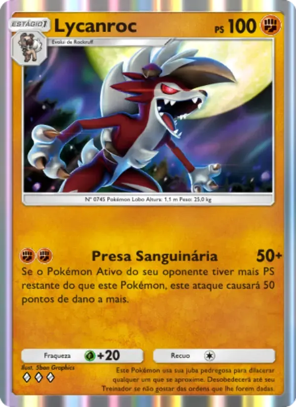 Lycanroc card in Portuguese