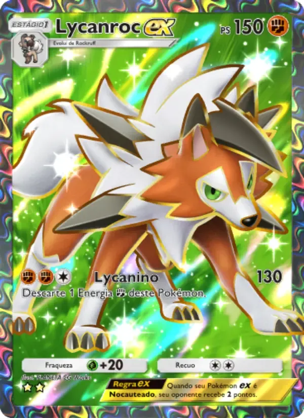 Lycanroc ex card in Portuguese
