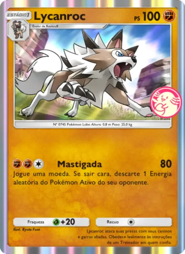 Lycanroc card in Portuguese