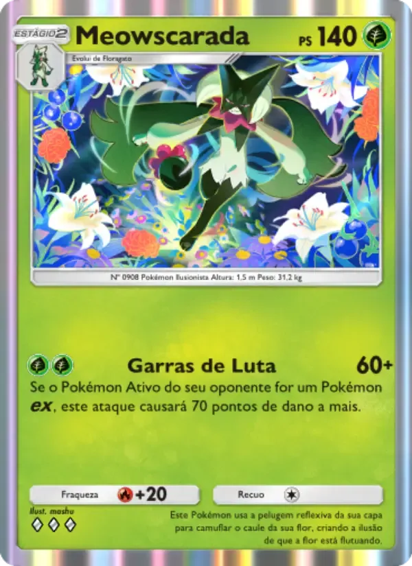 Meowscarada card in Portuguese