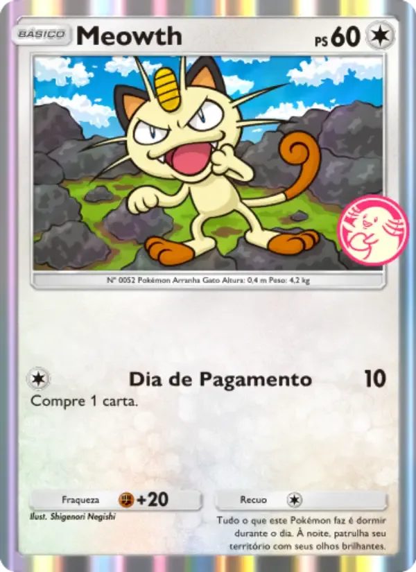 Meowth card in Portuguese