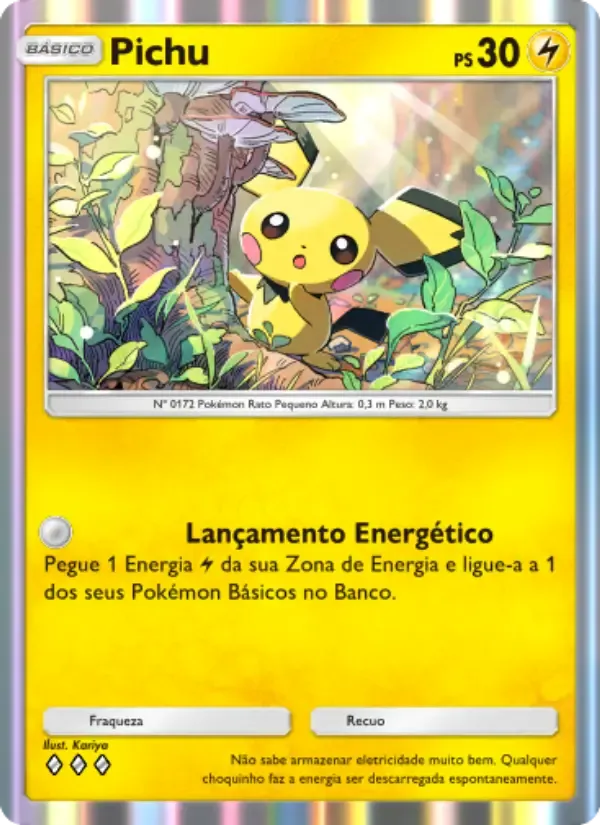 Pichu card in Portuguese