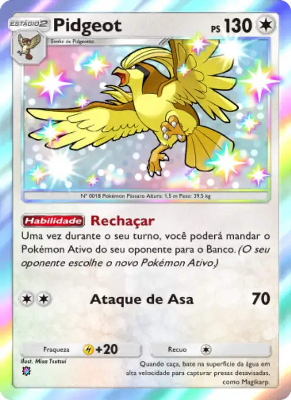 Pidgeot card in Portuguese