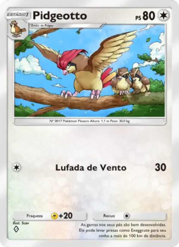 Pidgeotto card in Portuguese