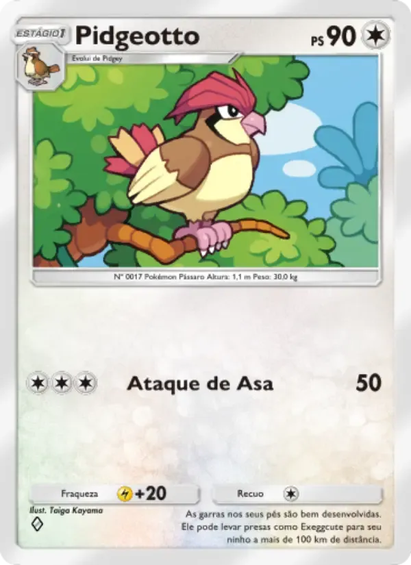 Pidgeotto card in Portuguese
