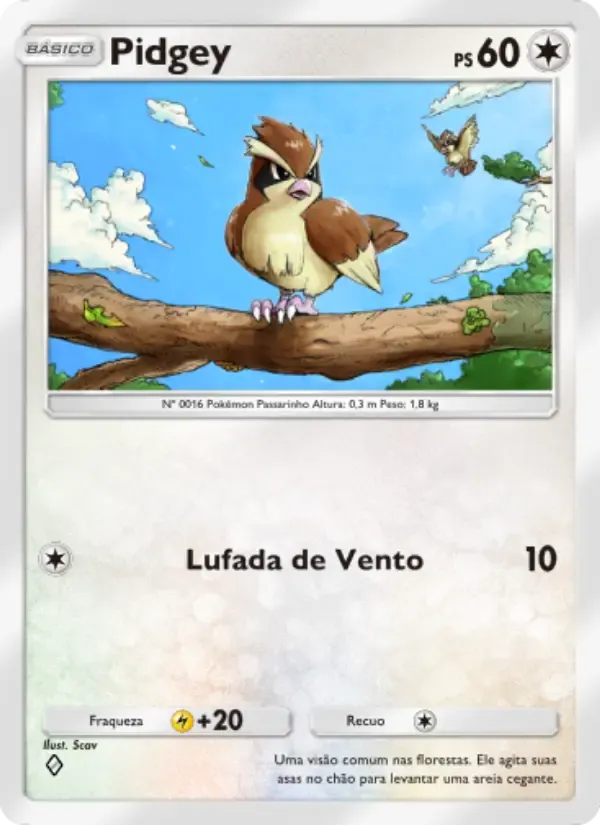 Pidgey card in Portuguese