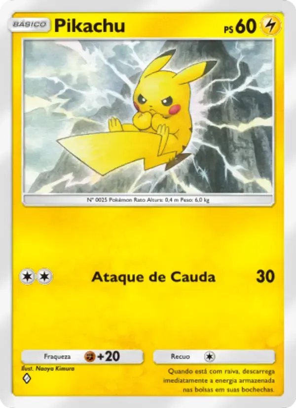 Pikachu card in Portuguese