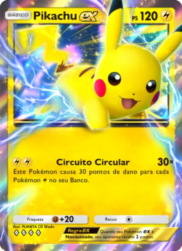 Pikachu ex card in Portuguese