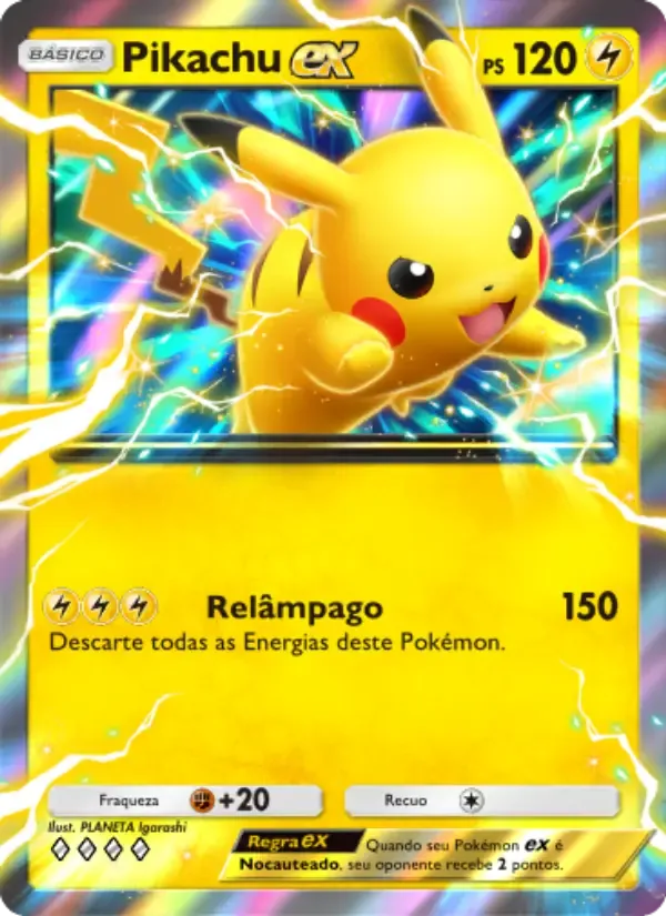 Pikachu ex card in Portuguese