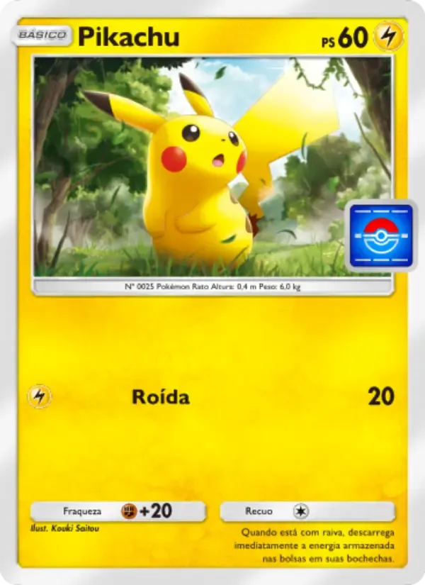 Pikachu card in Portuguese