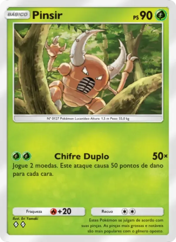 Pinsir card in Portuguese