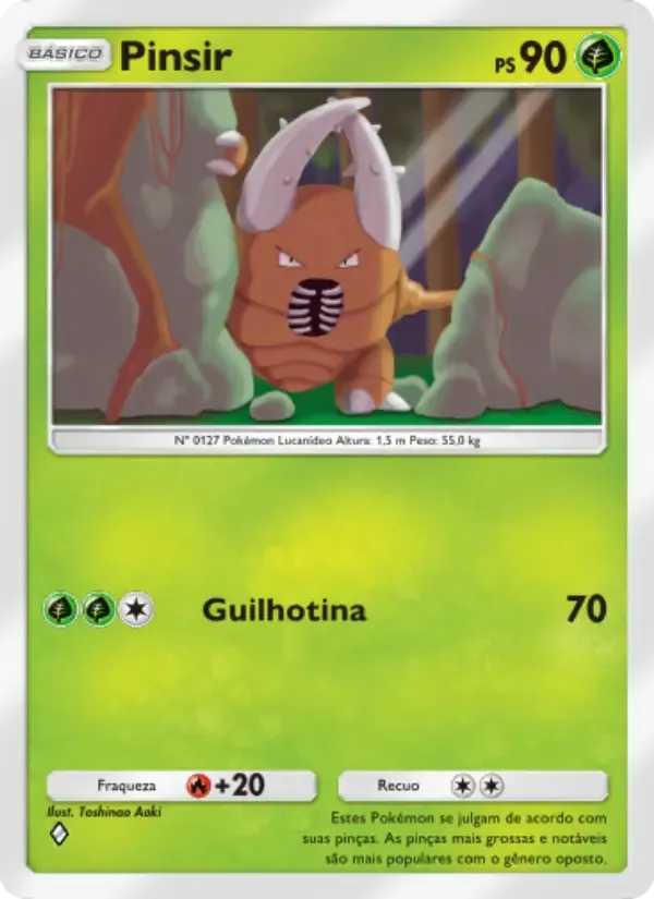 Pinsir card in Portuguese