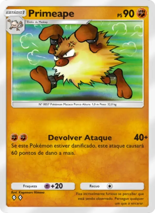 การ์ด Primeape ในภาษา โปรตุเกส