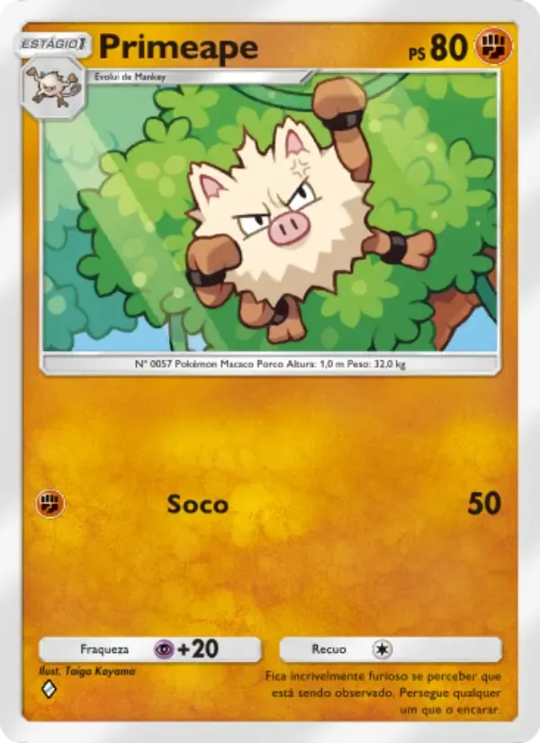 Primeape card in Portuguese