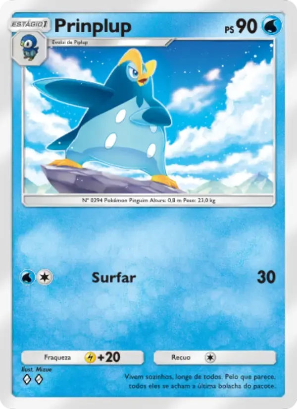 Prinplup card in Portuguese