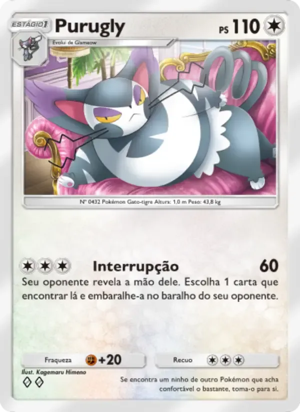 Purugly card in Portuguese